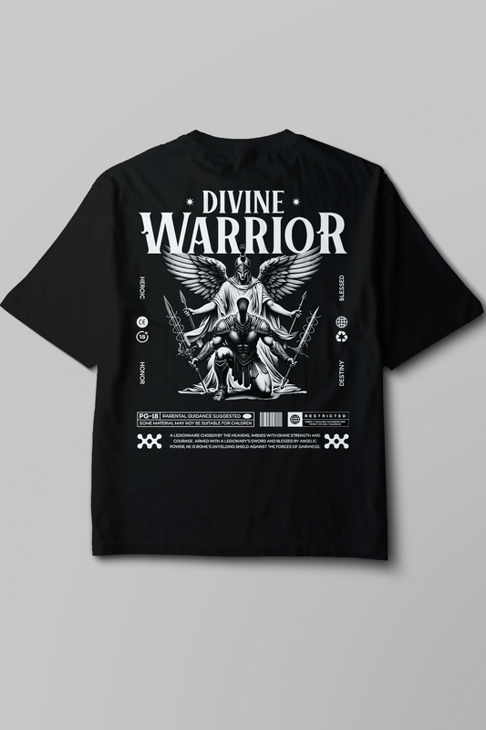 Unisex Oversize Divine Warrior Baskılı Tshirt